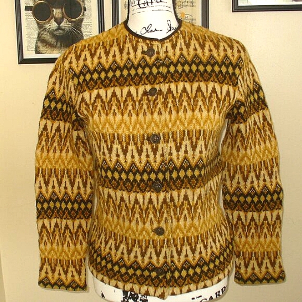 Vintage Womens Icelandic Cardigan Sweater